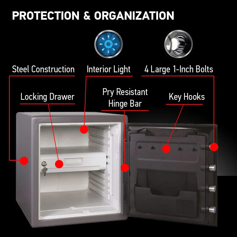 Digital Safe Box, Fireproof And Waterproof, 1.23 Cubic Feet, Alloy Steel