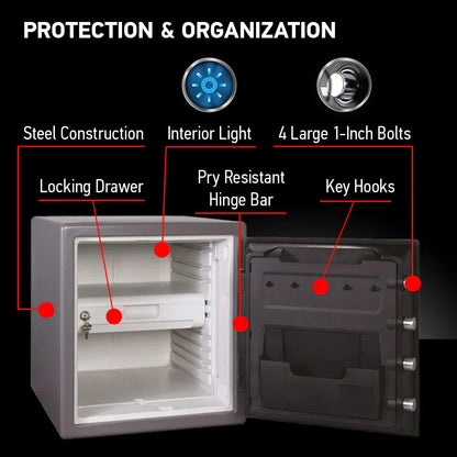 Digital Safe Box, Fireproof And Waterproof, 1.23 Cubic Feet, Alloy Steel