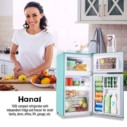 WANAI 3.5 Cu.ft Compact Refrigerator With Top Freezer, Blue