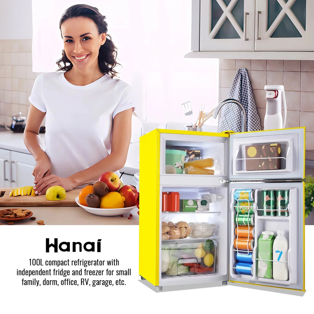 WANAI 3.5 Cu.ft Compact Refrigerator With Top Freezer, Blue