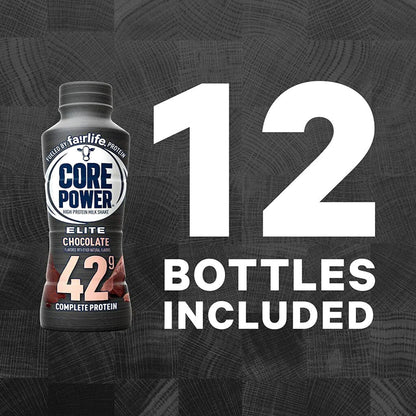 Core Power Elite High Protein Recovery Drink, Chocolate, 14 Fl Oz, Pack Of 12