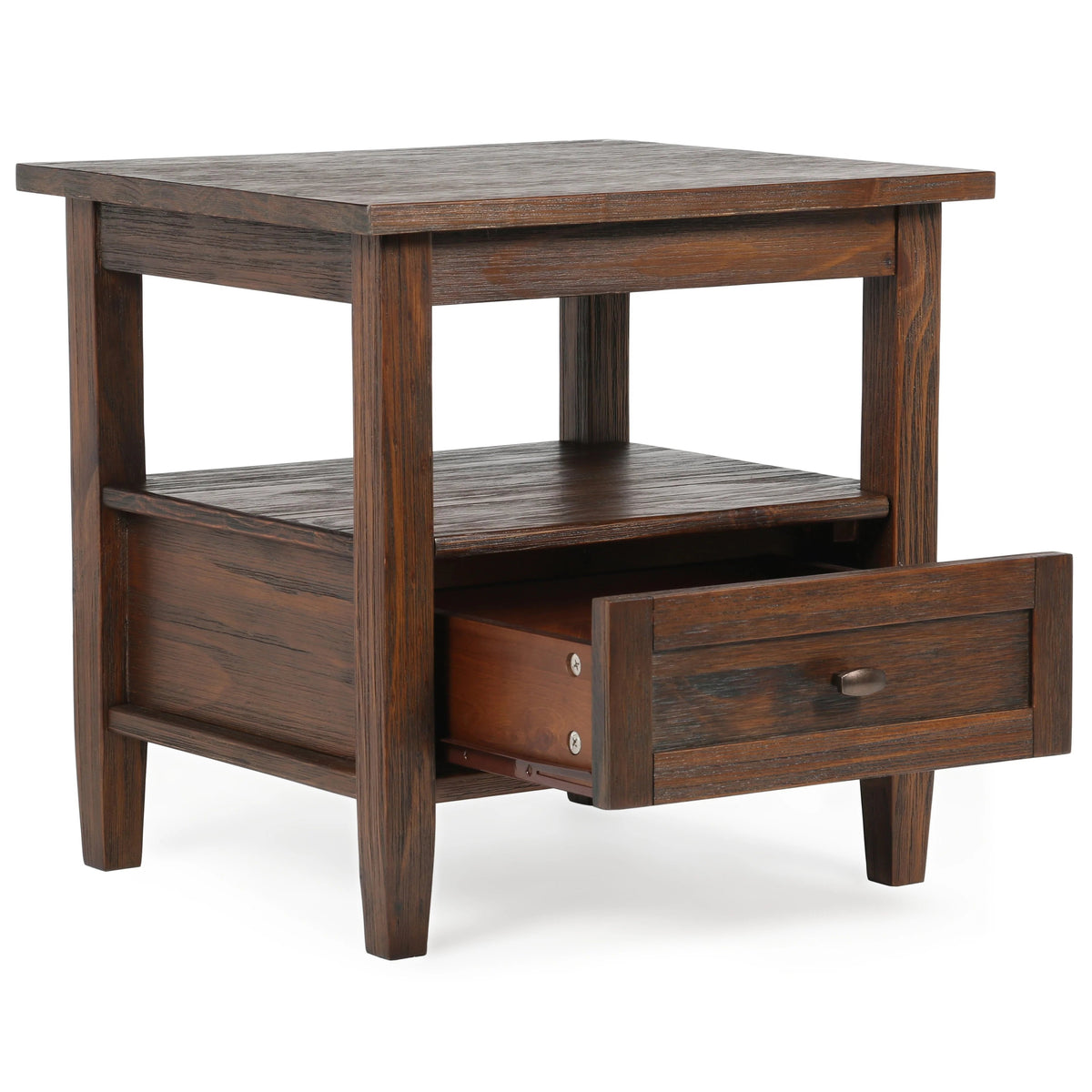 Solid Wood Rectangle End Table With Drawer And Shelf, 18.1in D x 20in W x 19.5in H - Norfolk