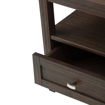 Solid Wood Rectangle End Table With Drawer And Shelf, 18.1in D x 20in W x 19.5in H - Norfolk