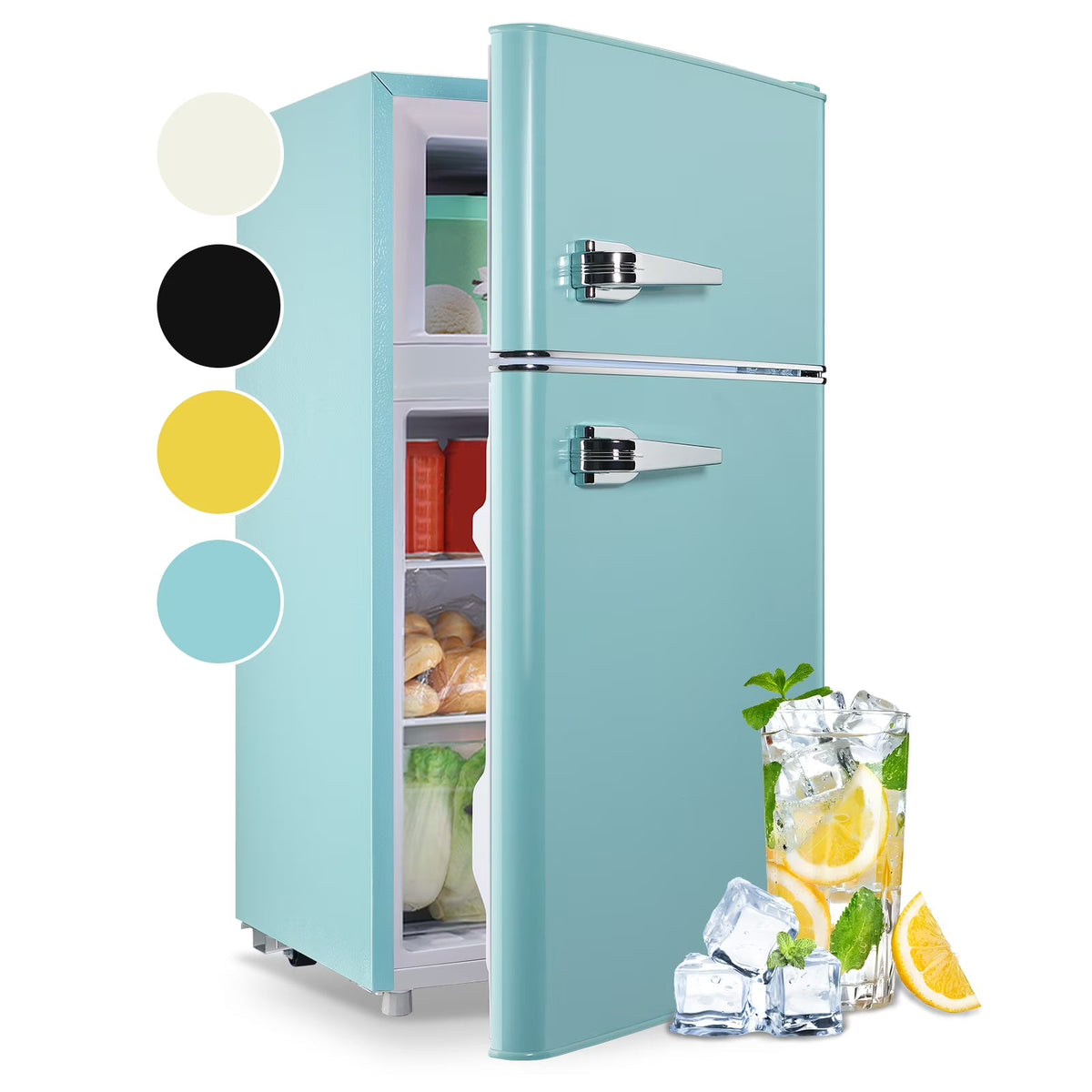 WANAI 3.5 Cu.ft Compact Refrigerator With Top Freezer, Blue