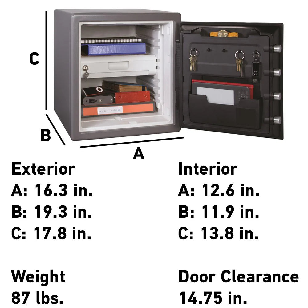 Digital Safe Box, Fireproof And Waterproof, 1.23 Cubic Feet, Alloy Steel