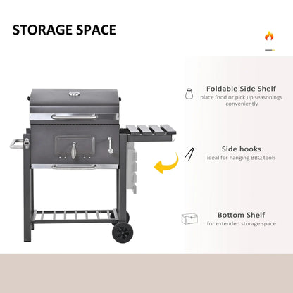 Outsunny Charcoal BBQ Grill, Gray, 45.25 in L x 22 in W x 42.5 in H - 846-013