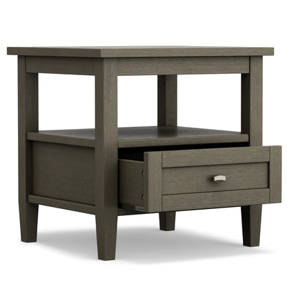 Solid Wood Rectangle End Table With Drawer And Shelf, 18.1in D x 20in W x 19.5in H - Norfolk