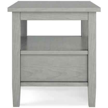 Solid Wood Rectangle End Table With Drawer And Shelf, 18.1in D x 20in W x 19.5in H - Norfolk