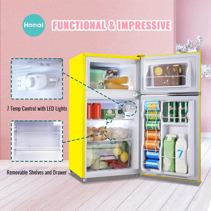 WANAI 3.5 Cu.ft Compact Refrigerator With Top Freezer, Blue