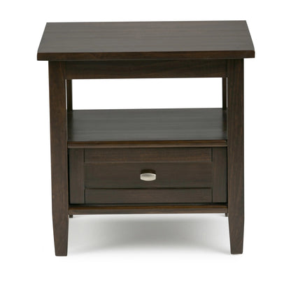 Solid Wood Rectangle End Table With Drawer And Shelf, 18.1in D x 20in W x 19.5in H - Norfolk