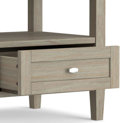 Solid Wood Rectangle End Table With Drawer And Shelf, 18.1in D x 20in W x 19.5in H - Norfolk