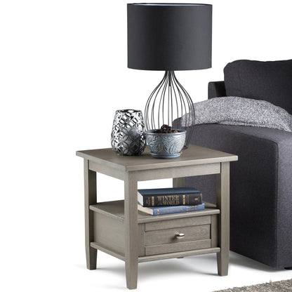 Solid Wood Rectangle End Table With Drawer And Shelf, 18.1in D x 20in W x 19.5in H - Norfolk
