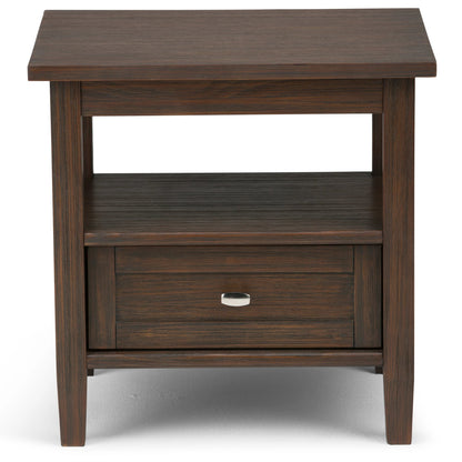 Solid Wood Rectangle End Table With Drawer And Shelf, 18.1in D x 20in W x 19.5in H - Norfolk